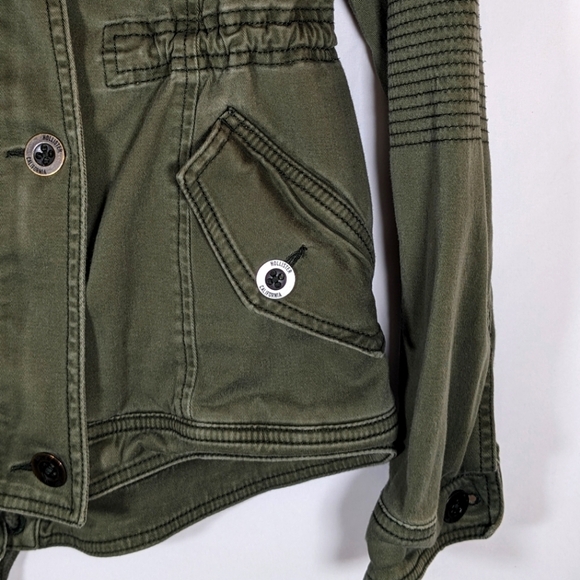 Hollister California Stretch Zip Army Green Long Sleeve Cotton Jacket Size Small - Picture 3 of 10
